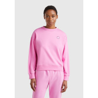 Kadın Pembe Pamuk Karışımlı Logo Baskılı Bisiklet Yaka Sweatshirt