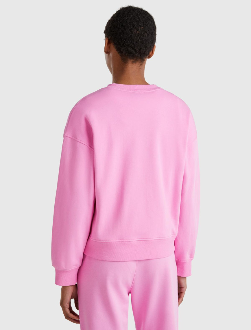 Kadın Pembe Pamuk Karışımlı Logo Baskılı Bisiklet Yaka Sweatshirt Kadın Pembe Pamuk Karışımlı Logo Baskılı Bisiklet Yaka Sweatshirt