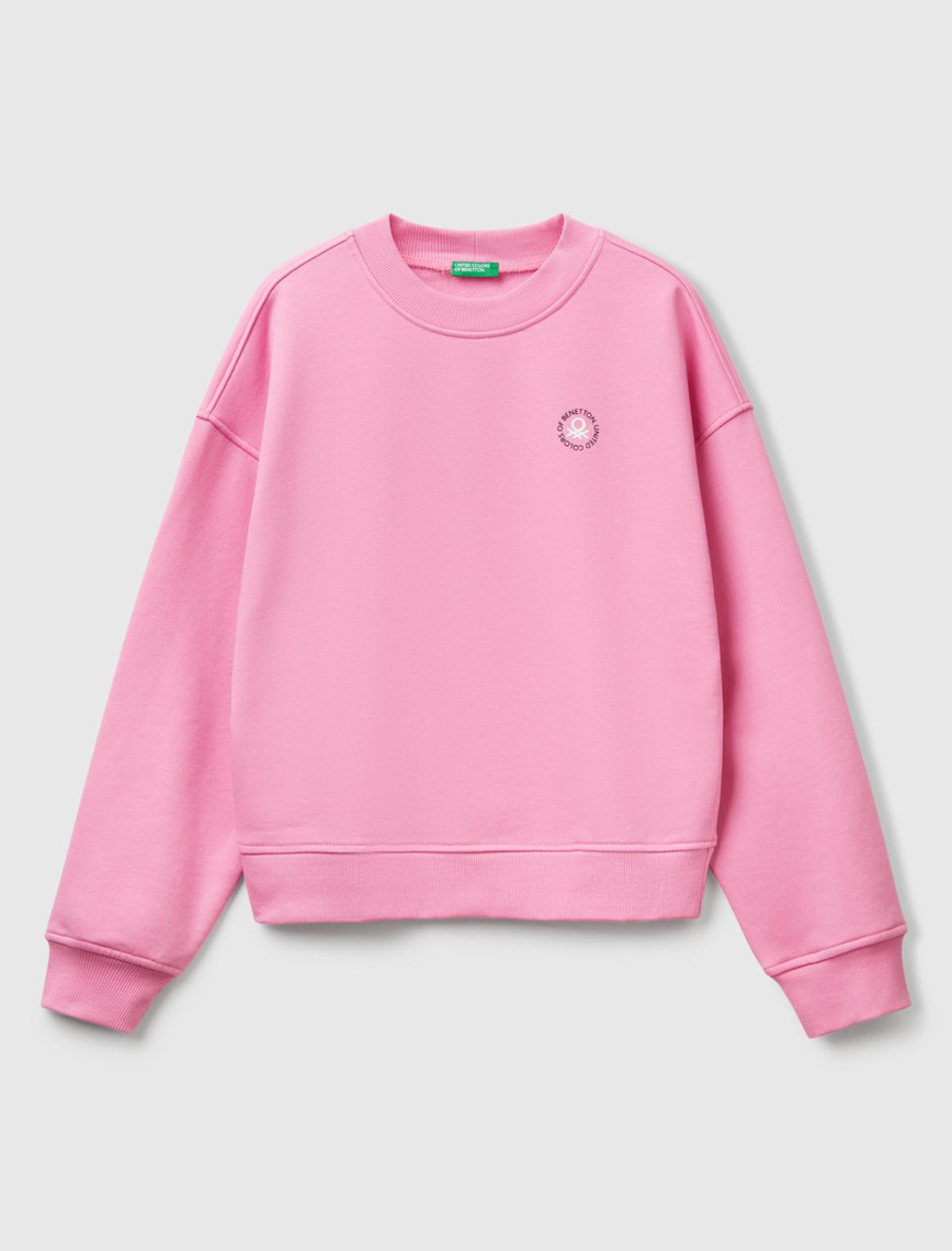 Kadın Pembe Pamuk Karışımlı Logo Baskılı Bisiklet Yaka Sweatshirt Kadın Pembe Pamuk Karışımlı Logo Baskılı Bisiklet Yaka Sweatshirt
