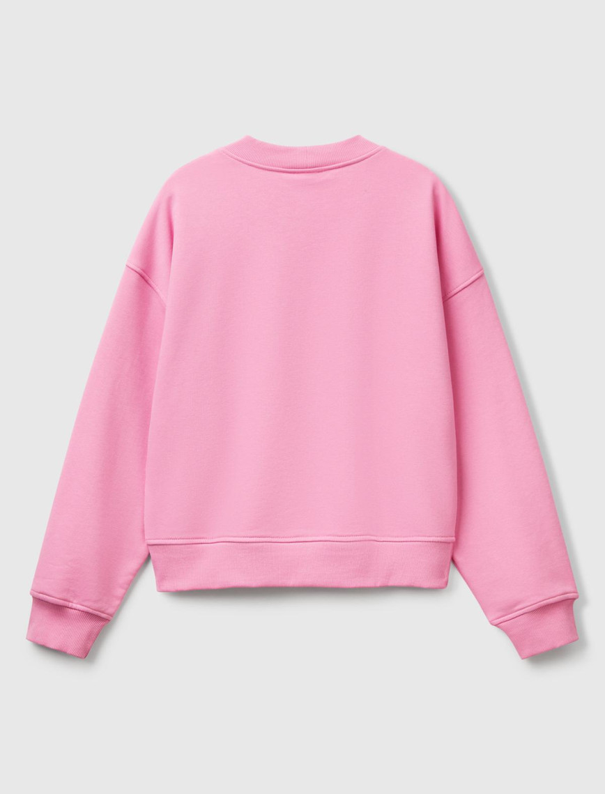 Kadın Pembe Pamuk Karışımlı Logo Baskılı Bisiklet Yaka Sweatshirt Kadın Pembe Pamuk Karışımlı Logo Baskılı Bisiklet Yaka Sweatshirt