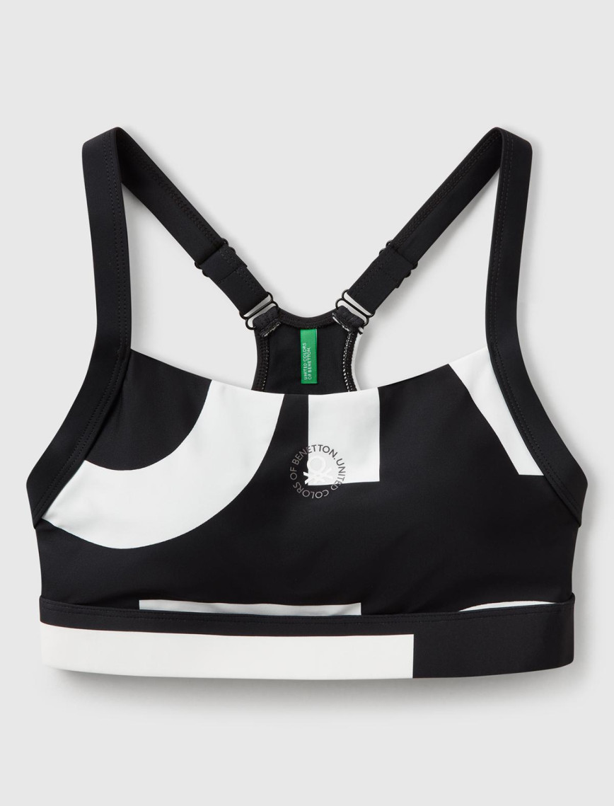 Kadın Siyah Desenli Önü Logo Baskılı Crop Atlet Kadın Siyah Desenli Önü Logo Baskılı Crop Atlet