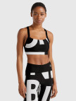 Kadın Siyah Desenli Önü Logo Baskılı Crop Atlet Kadın Siyah Desenli Önü Logo Baskılı Crop Atlet