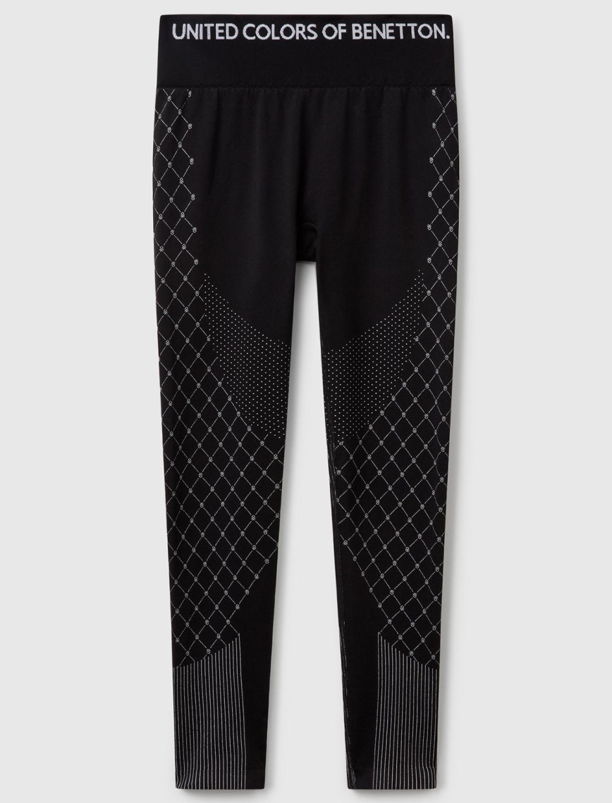 Kadın Siyah Desenli Dikişsiz Tayt Kadın Siyah Desenli Dikişsiz Tayt