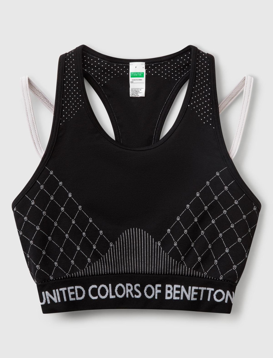 Kadın Siyah Desenli Beli Logo Bantlı Askı Detaylı Crop Atlet Kadın Siyah Desenli Beli Logo Bantlı Askı Detaylı Crop Atlet