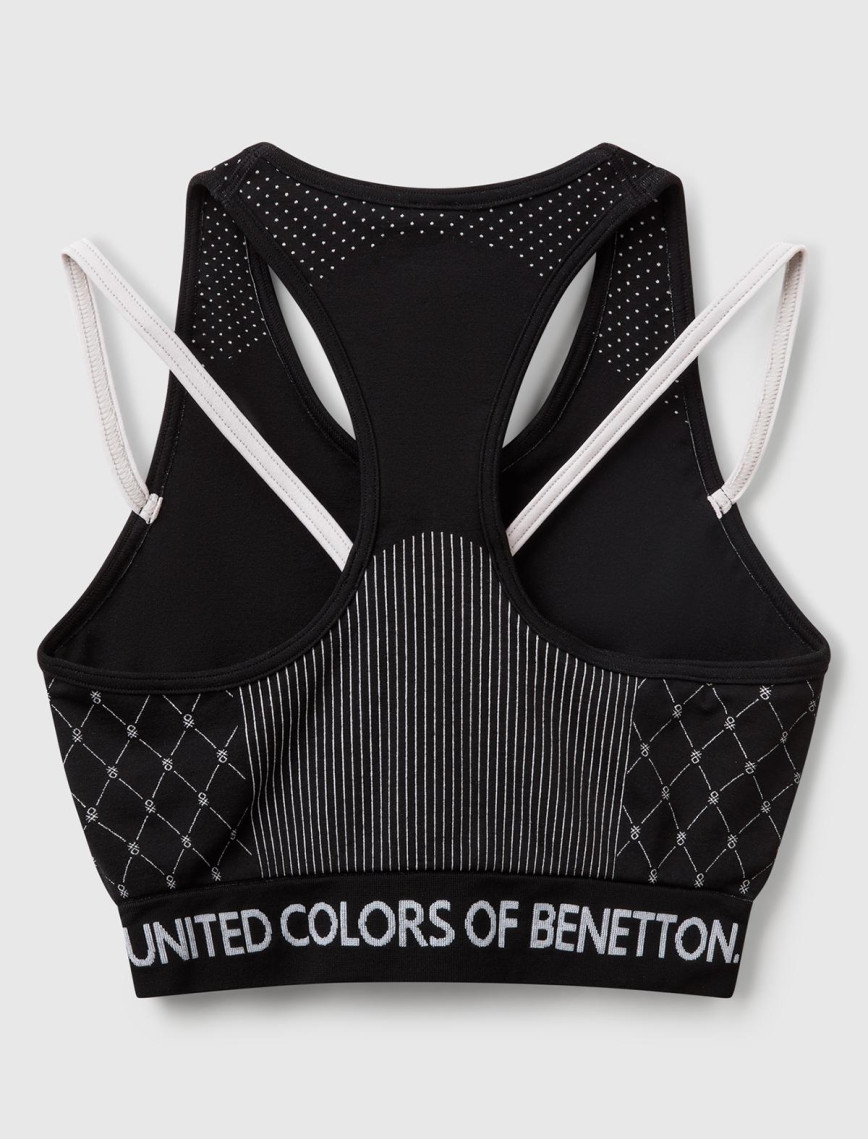 Kadın Siyah Desenli Beli Logo Bantlı Askı Detaylı Crop Atlet Kadın Siyah Desenli Beli Logo Bantlı Askı Detaylı Crop Atlet