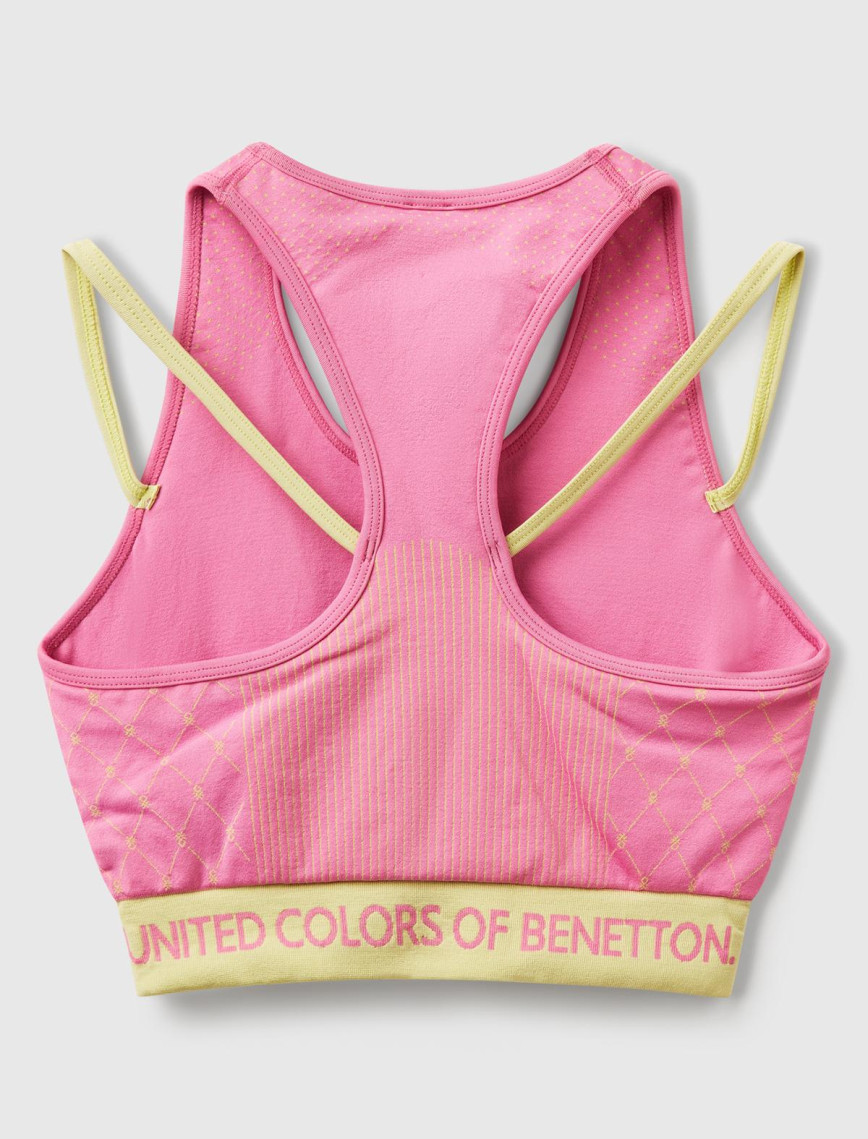 Kadın Pembe Desenli Beli Logo Bantlı Askı Detaylı Crop Atlet Kadın Pembe Desenli Beli Logo Bantlı Askı Detaylı Crop Atlet