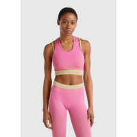 Kadın Pembe Desenli Beli Logo Bantlı Askı Detaylı Crop Atlet Kadın Pembe Desenli Beli Logo Bantlı Askı Detaylı Crop Atlet