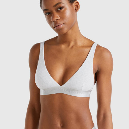 Kadın Gri Pamuk Karışımlı Logo Bantlı V Yaka Sütyen Kadın Gri Pamuk Karışımlı Logo Bantlı V Yaka Sütyen