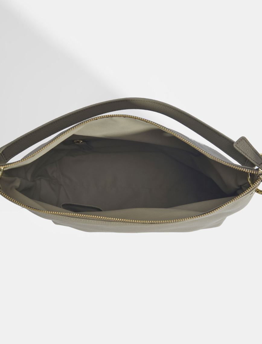 Kadın Gri Deri Omuz Çantası Kadın Gri Deri Omuz Çantası