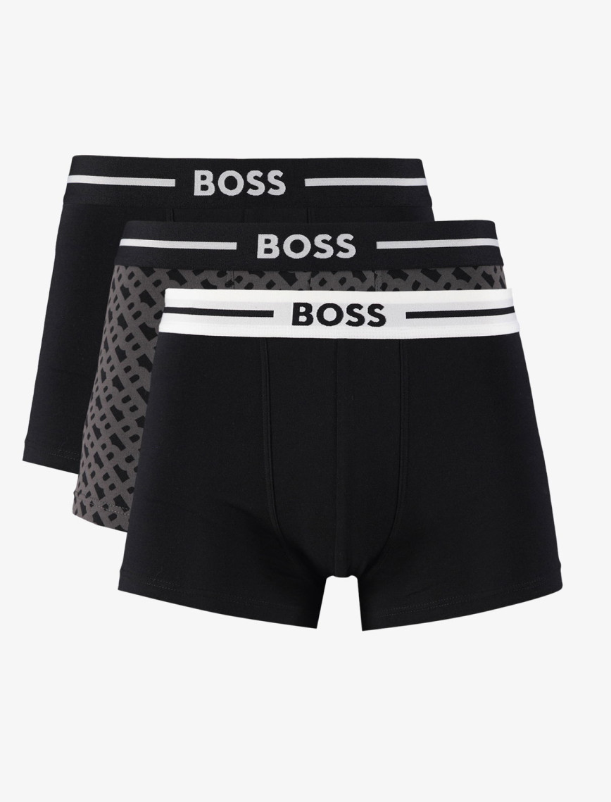 Boss Trunk 3P Bold Design Erkek Siyah Boxer Boss Trunk 3P Bold Design Erkek Siyah Boxer
