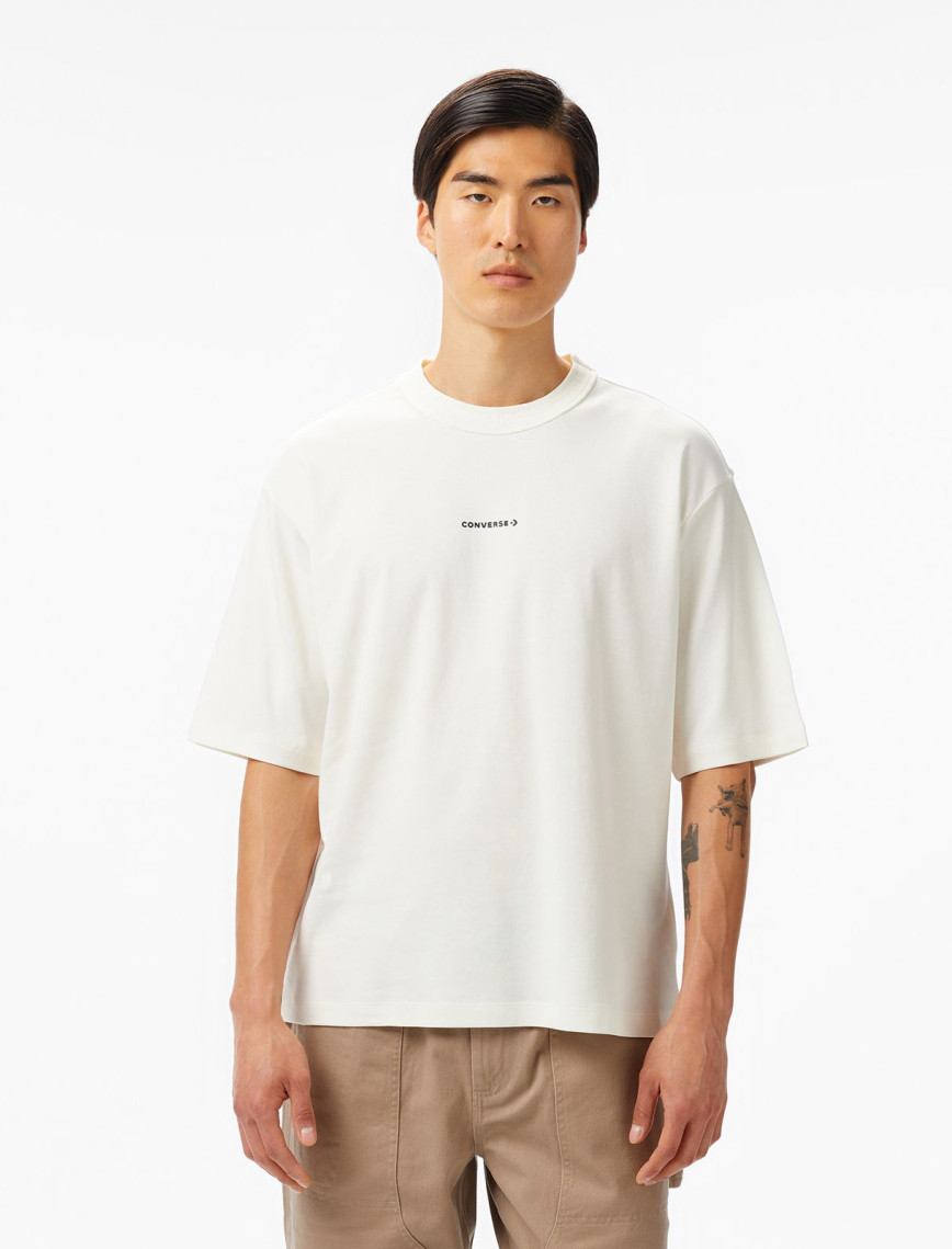 Converse Star Chevron Baskılı Oversize Fit Erkek Krem T-Shirt Converse Star Chevron Baskılı Oversize Fit Erkek Krem T-Shirt