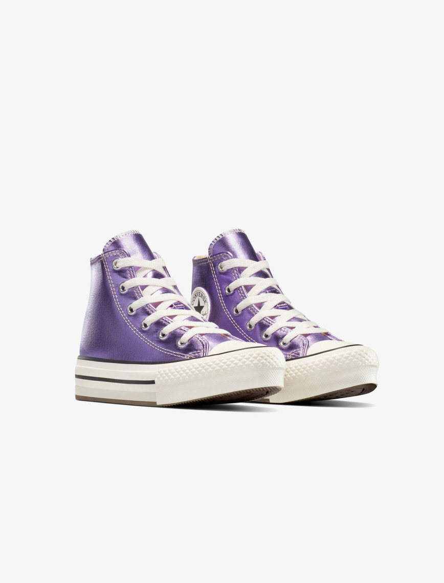 Converse Chuck Taylor All Star Eva Lift Platform Metallic Çocuk Mor Sneaker