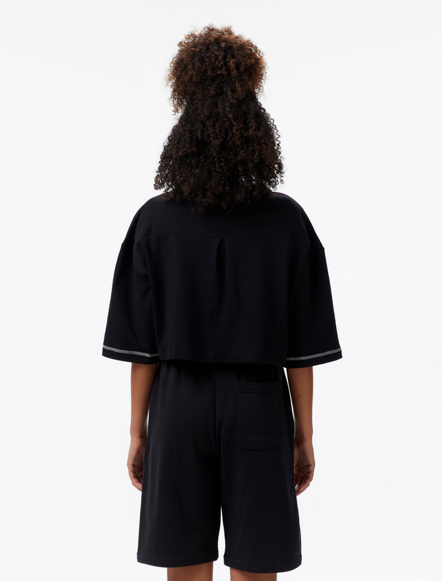 Converse Star Chevron Baskılı Kadın Siyah T-Shirt