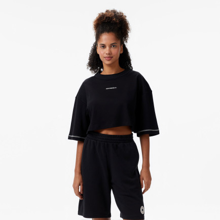 Converse Star Chevron Baskılı Kadın Siyah T-Shirt Converse Star Chevron Baskılı Kadın Siyah T-Shirt