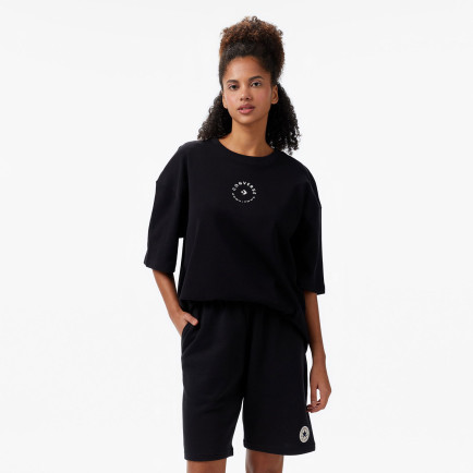 Converse Star Chevron Baskılı Oversize Fit Kadın Siyah T-Shirt Converse Star Chevron Baskılı Oversize Fit Kadın Siyah T-Shirt