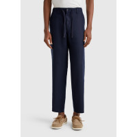 Erkek Lacivert %100 Keten Beli İpli Pantolon