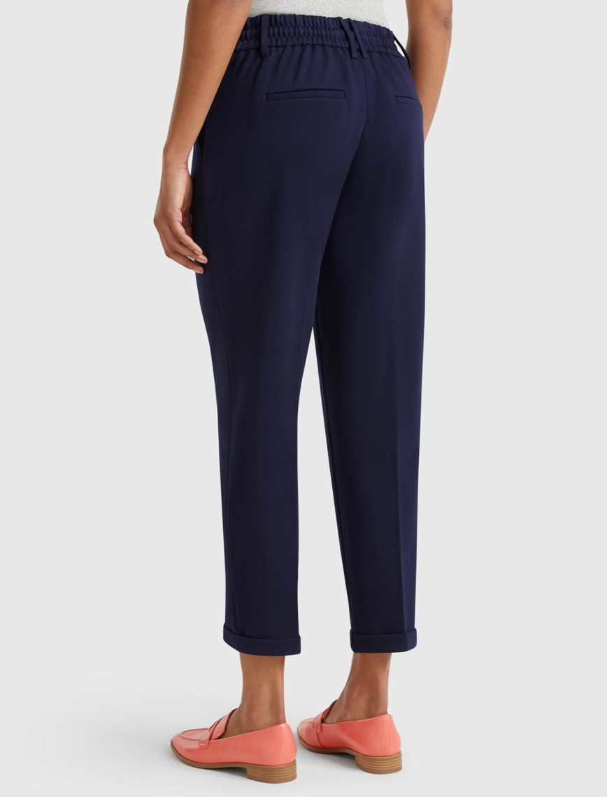 Kadın Lacivert  Beli Lastikli Pantolon