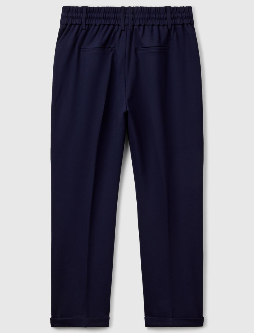 Kadın Lacivert  Beli Lastikli Pantolon