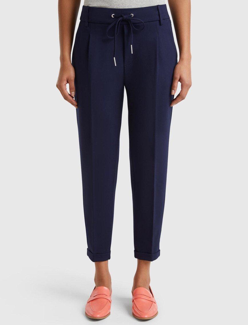 Kadın Siyah  Beli Lastikli Pantolon