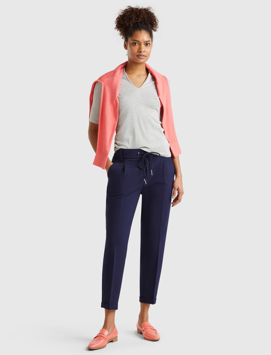 Kadın Lacivert  Beli Lastikli Pantolon