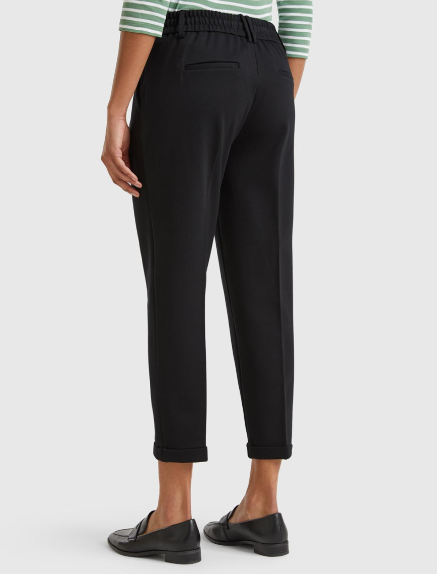 Kadın Siyah  Beli Lastikli Pantolon