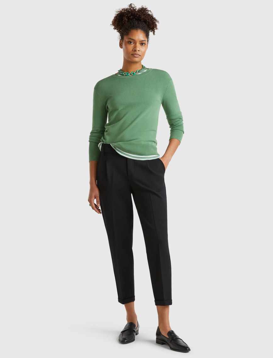 Kadın Siyah  Beli Lastikli Pantolon