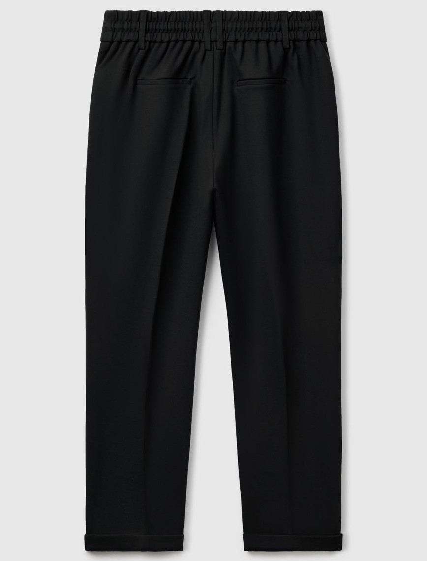 Kadın Siyah  Beli Lastikli Pantolon