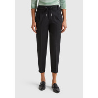 Kadın Siyah  Beli Lastikli Pantolon