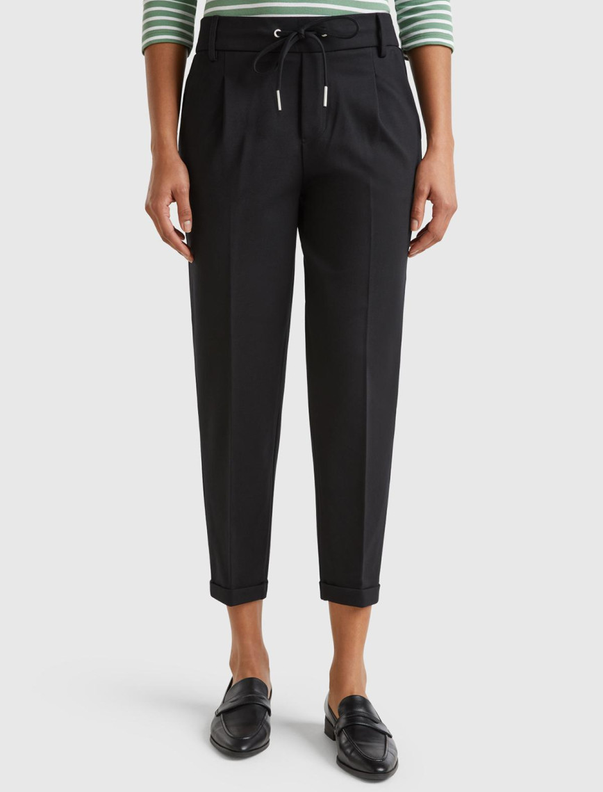 Kadın Siyah  Beli Lastikli Pantolon