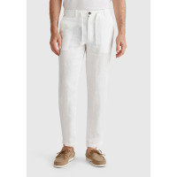 Erkek Beyaz %100 Keten Beli İpli Pantolon