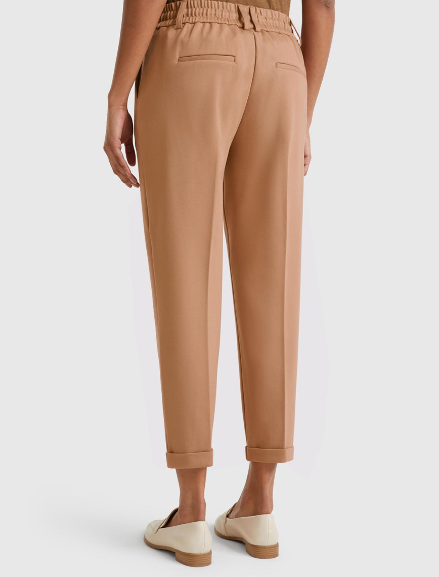 Kadın Bej  Beli Lastikli Pantolon