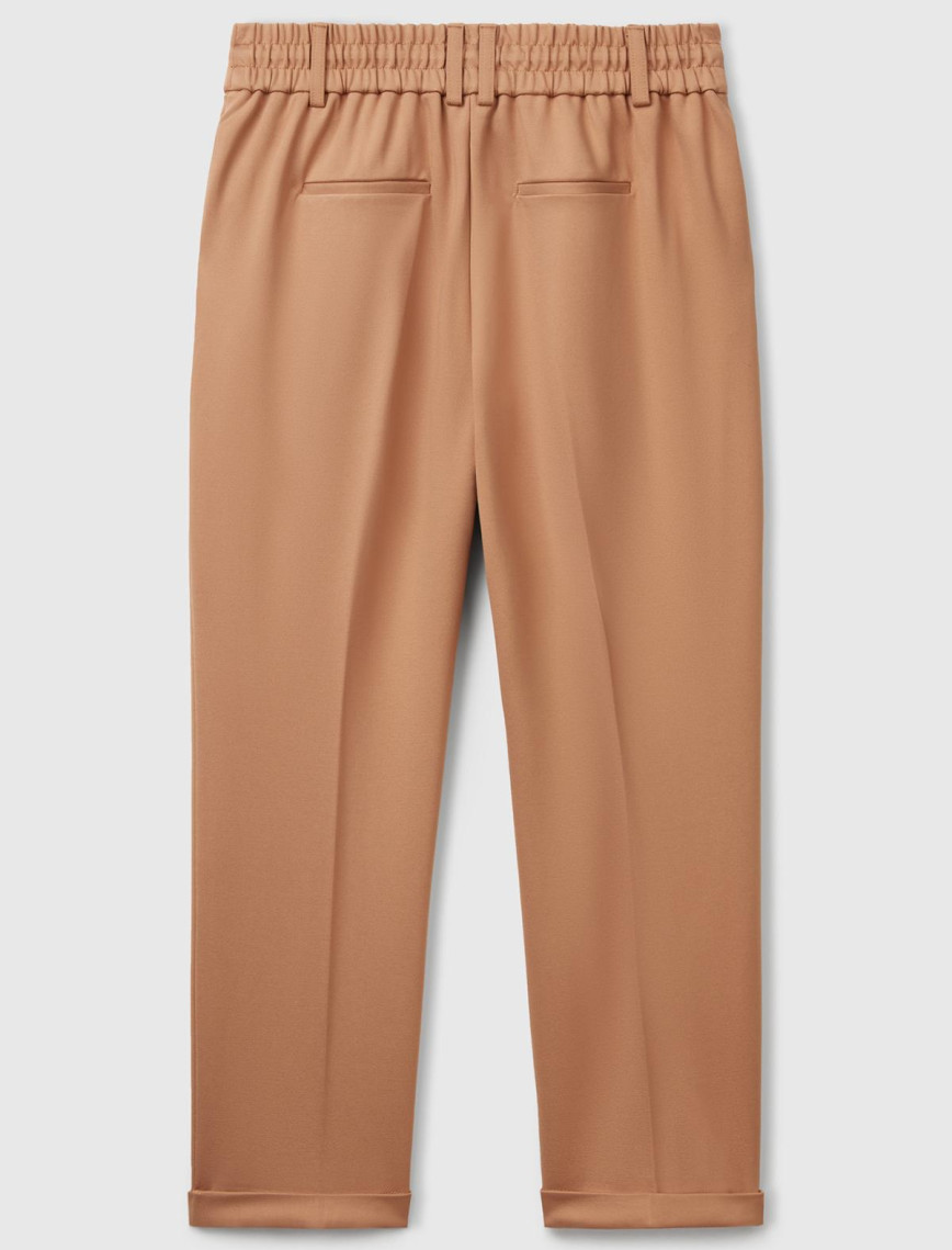 Kadın Bej  Beli Lastikli Pantolon