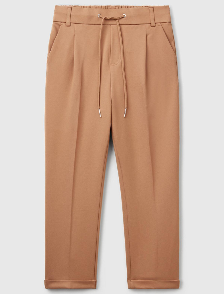 Kadın Bej  Beli Lastikli Pantolon