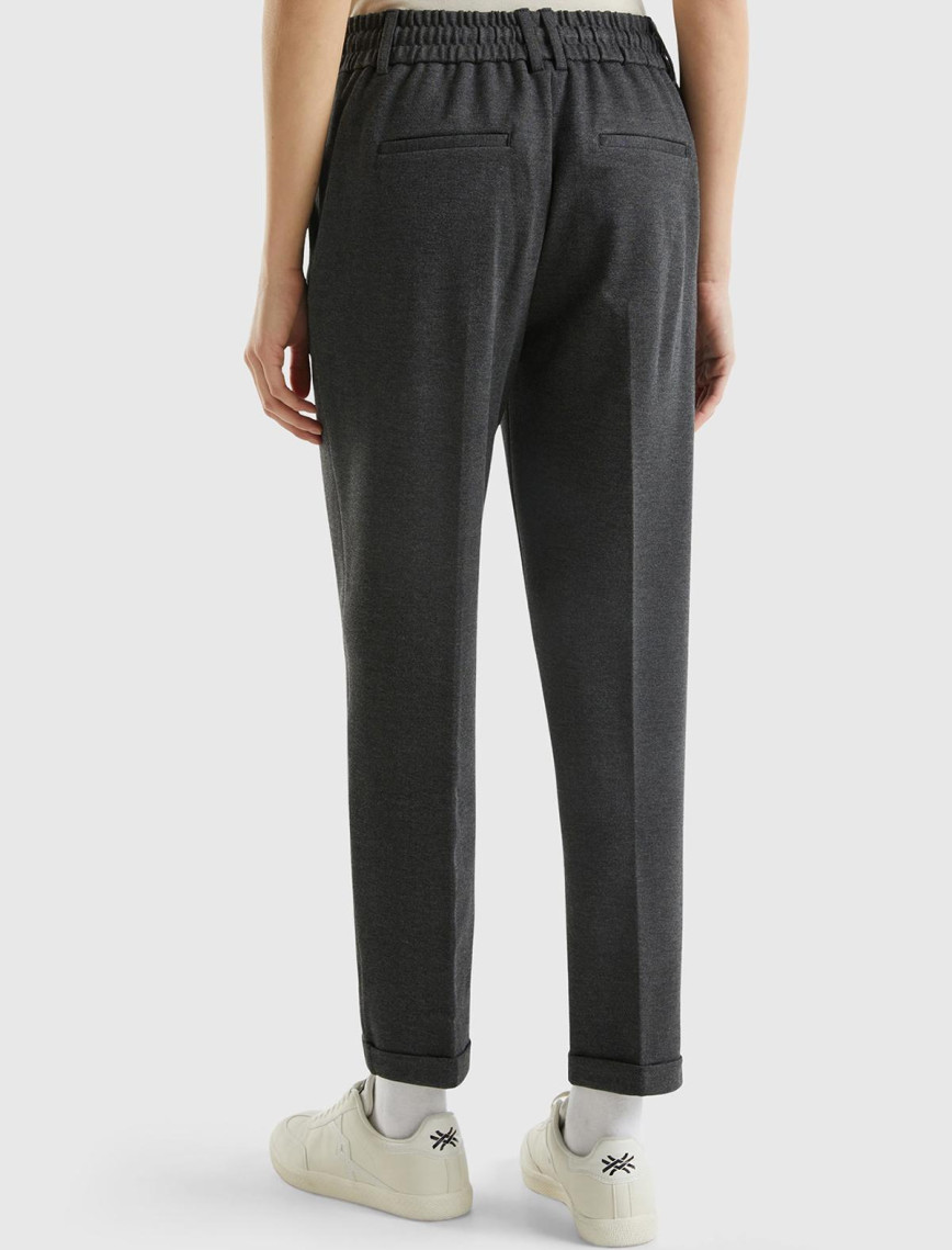 Kadın Antrasit  Beli Lastikli Pantolon