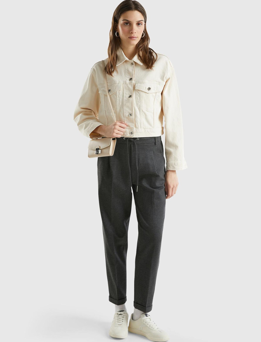 Kadın Antrasit  Beli Lastikli Pantolon