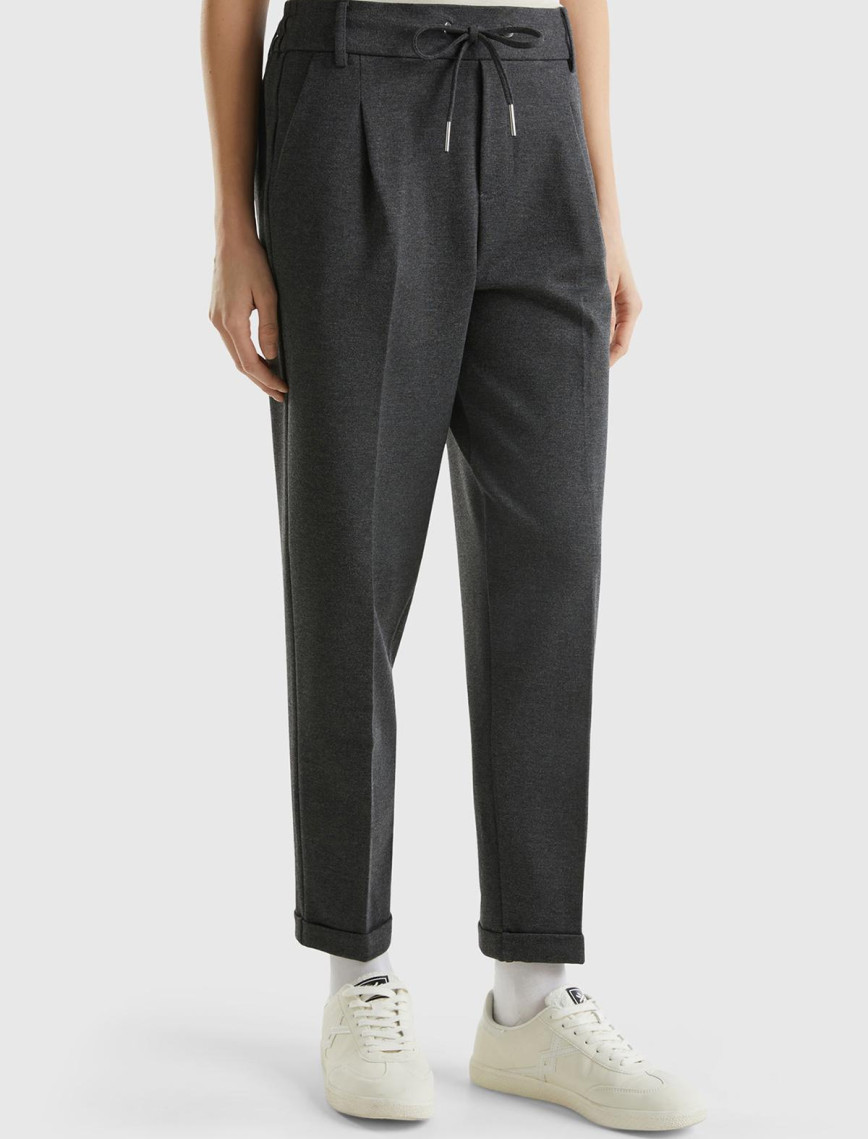 Kadın Antrasit  Beli Lastikli Pantolon