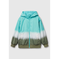 Erkek Çocuk Turkuaz Kolu Logo İşlemeli Fermuarlı Kapüşonlu Yağmurluk Erkek Çocuk Turkuaz Kolu Logo İşlemeli Fermuarlı Kapüşonlu Yağmurluk