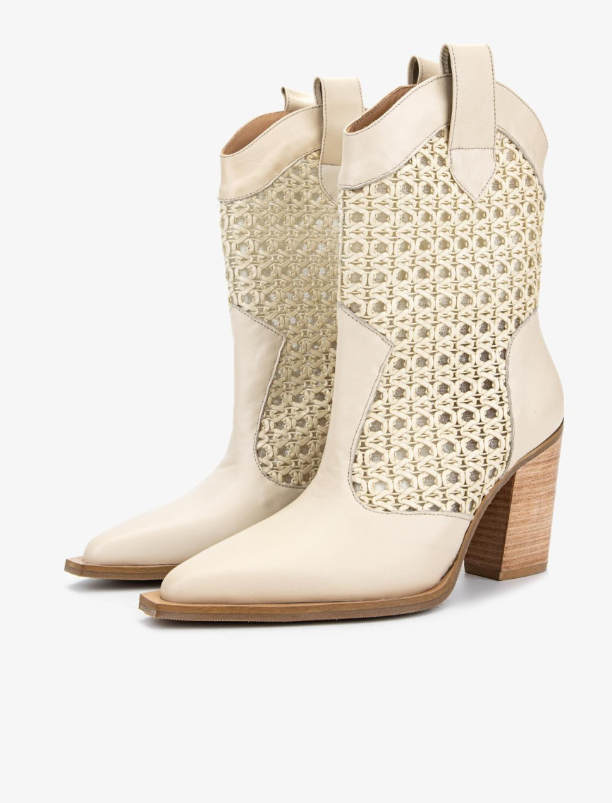 Valmenti Kadın Deri & Tekstil Bej Topuklu Çizme Valmenti Kadın Deri & Tekstil Bej Topuklu Çizme