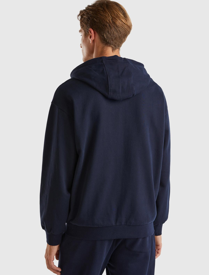 Erkek Lacivert %100 Pamuk Dar Kesim Fermuarlı Kapüşonlu Sweatshirt Erkek Lacivert %100 Pamuk Dar Kesim Fermuarlı Kapüşonlu Sweatshirt