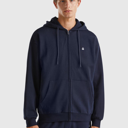 Erkek Lacivert %100 Pamuk Dar Kesim Fermuarlı Kapüşonlu Sweatshirt Erkek Lacivert %100 Pamuk Dar Kesim Fermuarlı Kapüşonlu Sweatshirt