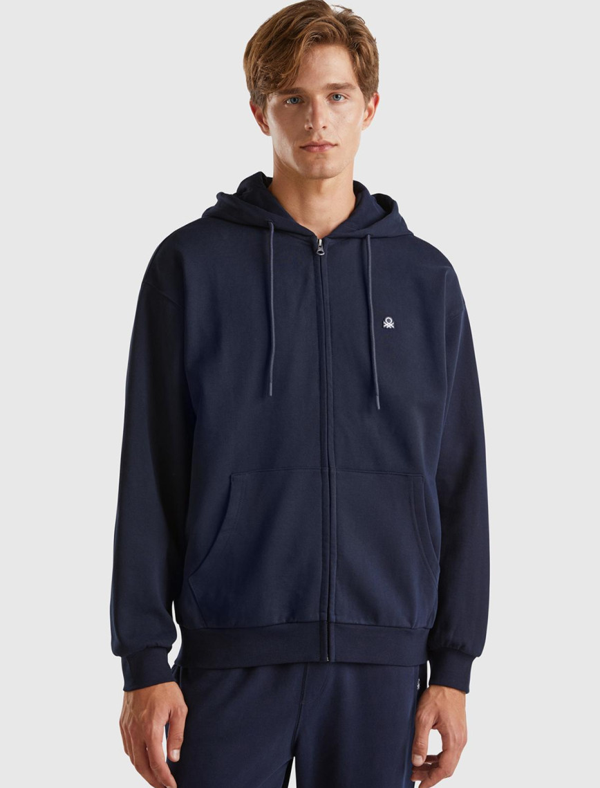 Erkek Lacivert %100 Pamuk Dar Kesim Fermuarlı Kapüşonlu Sweatshirt Erkek Lacivert %100 Pamuk Dar Kesim Fermuarlı Kapüşonlu Sweatshirt