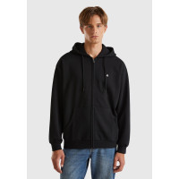 Erkek Siyah %100 Pamuk Dar Kesim Fermuarlı Kapüşonlu Sweatshirt Erkek Siyah %100 Pamuk Dar Kesim Fermuarlı Kapüşonlu Sweatshirt