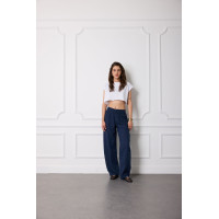 %100 Keten Beli Lastikli Pantolon