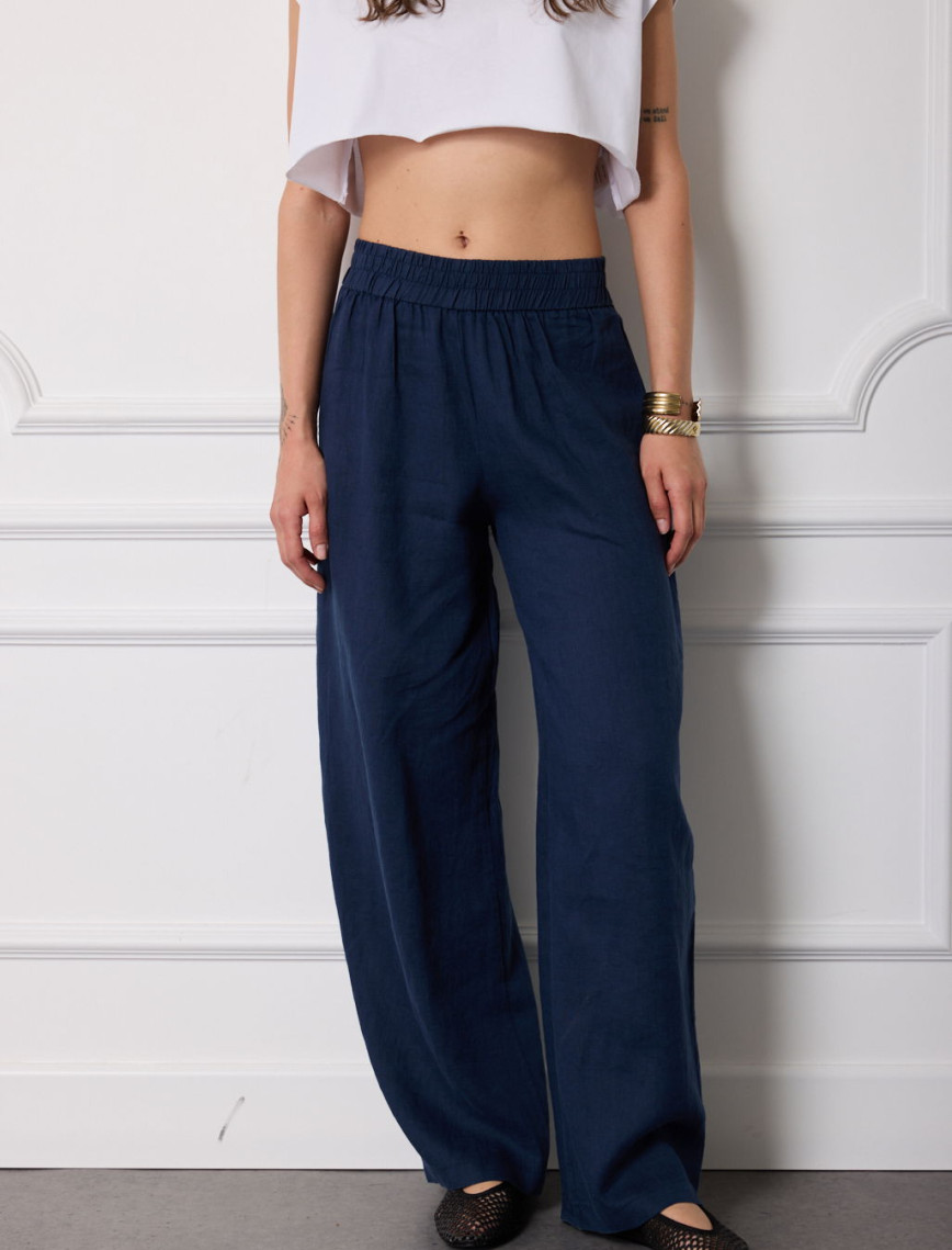 %100 Keten Beli Lastikli Pantolon %100 Keten Beli Lastikli Pantolon