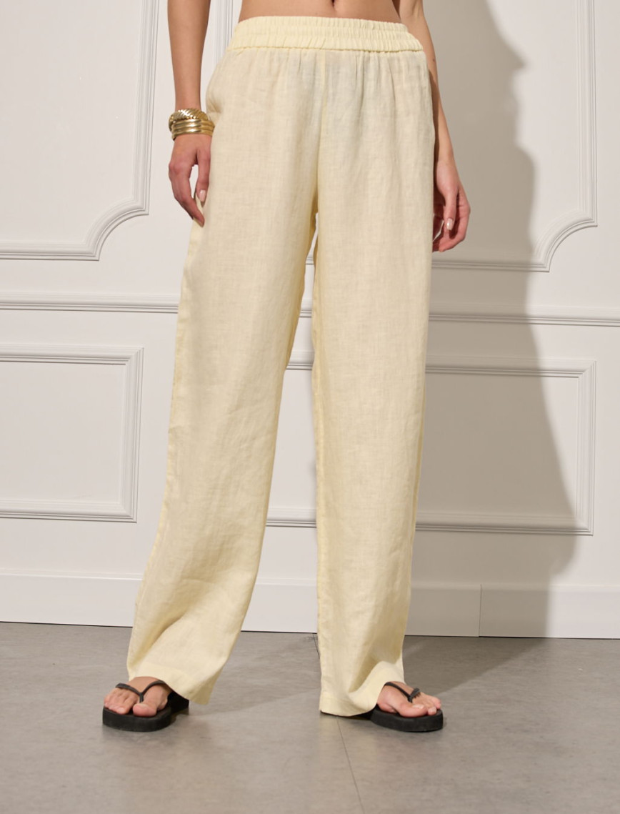 %100 Keten Beli Lastikli Pantolon %100 Keten Beli Lastikli Pantolon