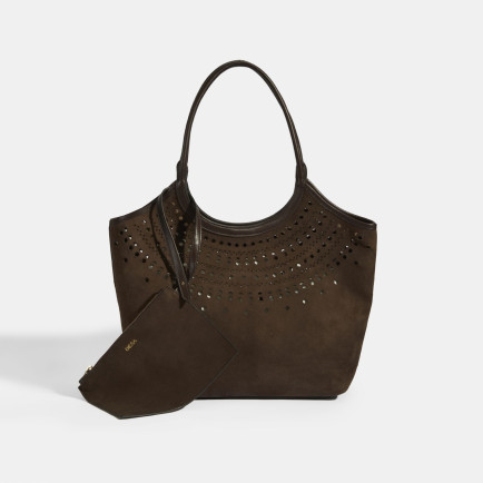 Kadın Kahve Perforeli Süet Omuz Çantası