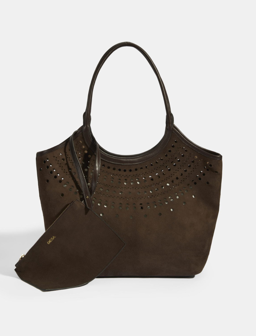 Kadın Kahve Perforeli Süet Omuz Çantası Kadın Kahve Perforeli Süet Omuz Çantası