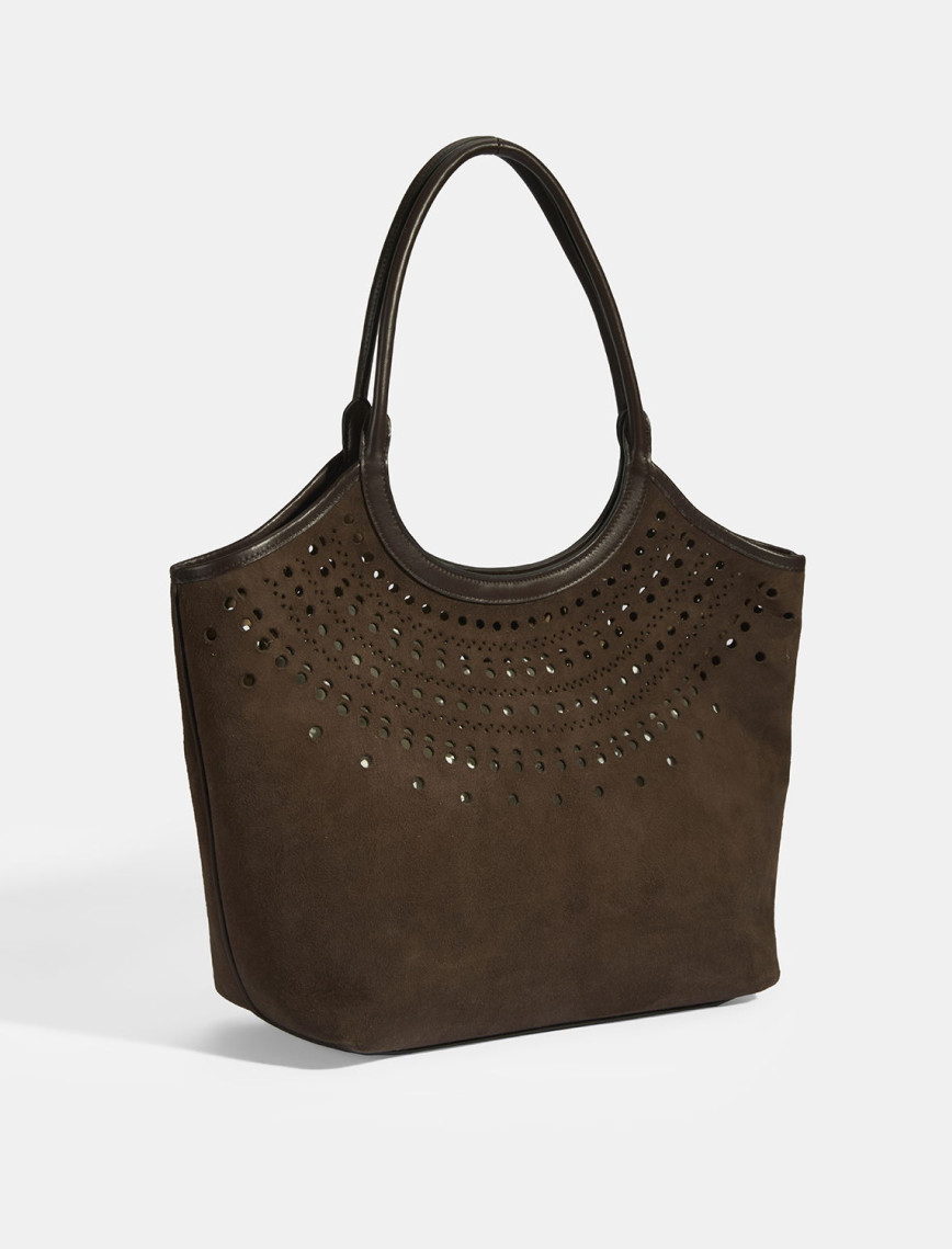 Kadın Kahve Perforeli Süet Omuz Çantası Kadın Kahve Perforeli Süet Omuz Çantası