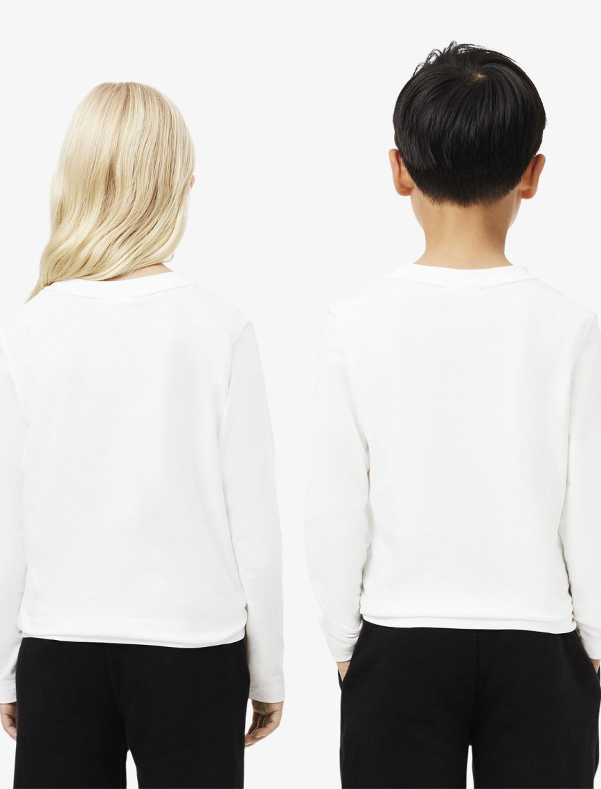 Lacoste Çocuk Uzun Kollu Bisiklet Yaka Beyaz T-Shirt