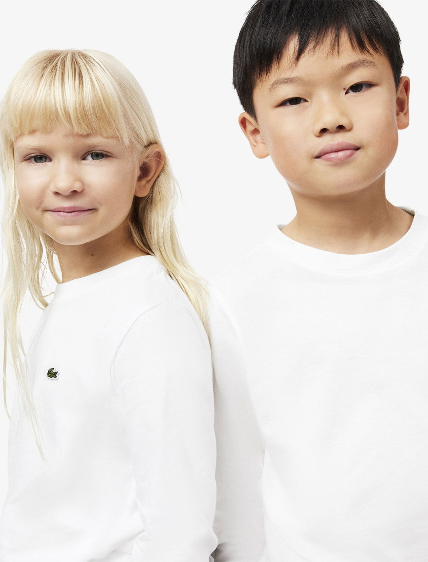 Lacoste Çocuk Uzun Kollu Bisiklet Yaka Beyaz T-Shirt